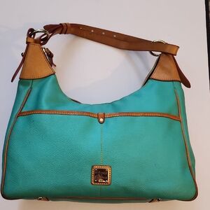 Dooney & Bourke Turquoise and Tan Leather Shoulder Bag